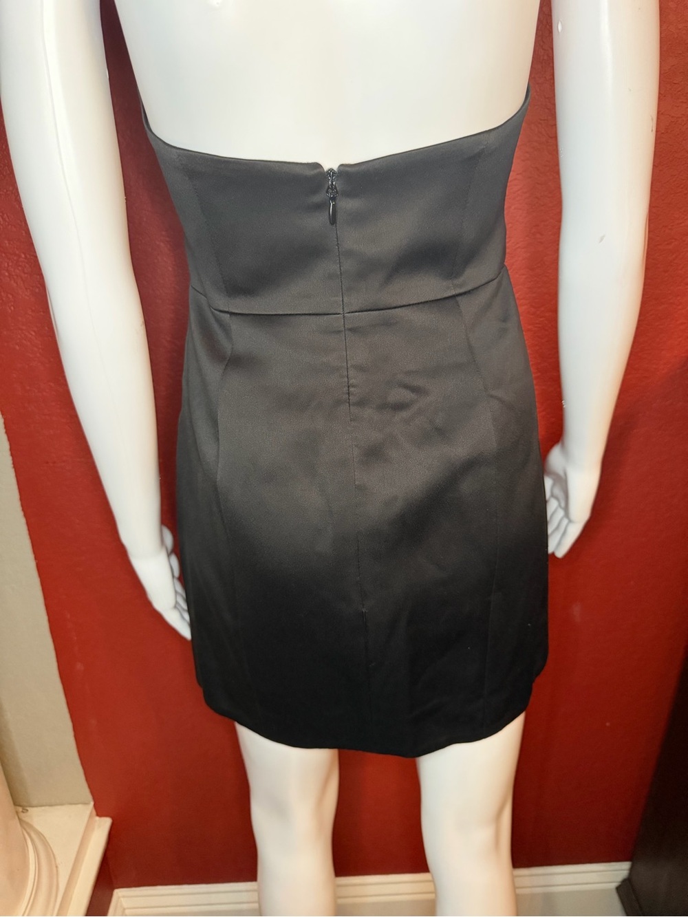 House of CB Chouchou Black Satin Asymmetric Mini Dress - Size M - Picture 7 of 13